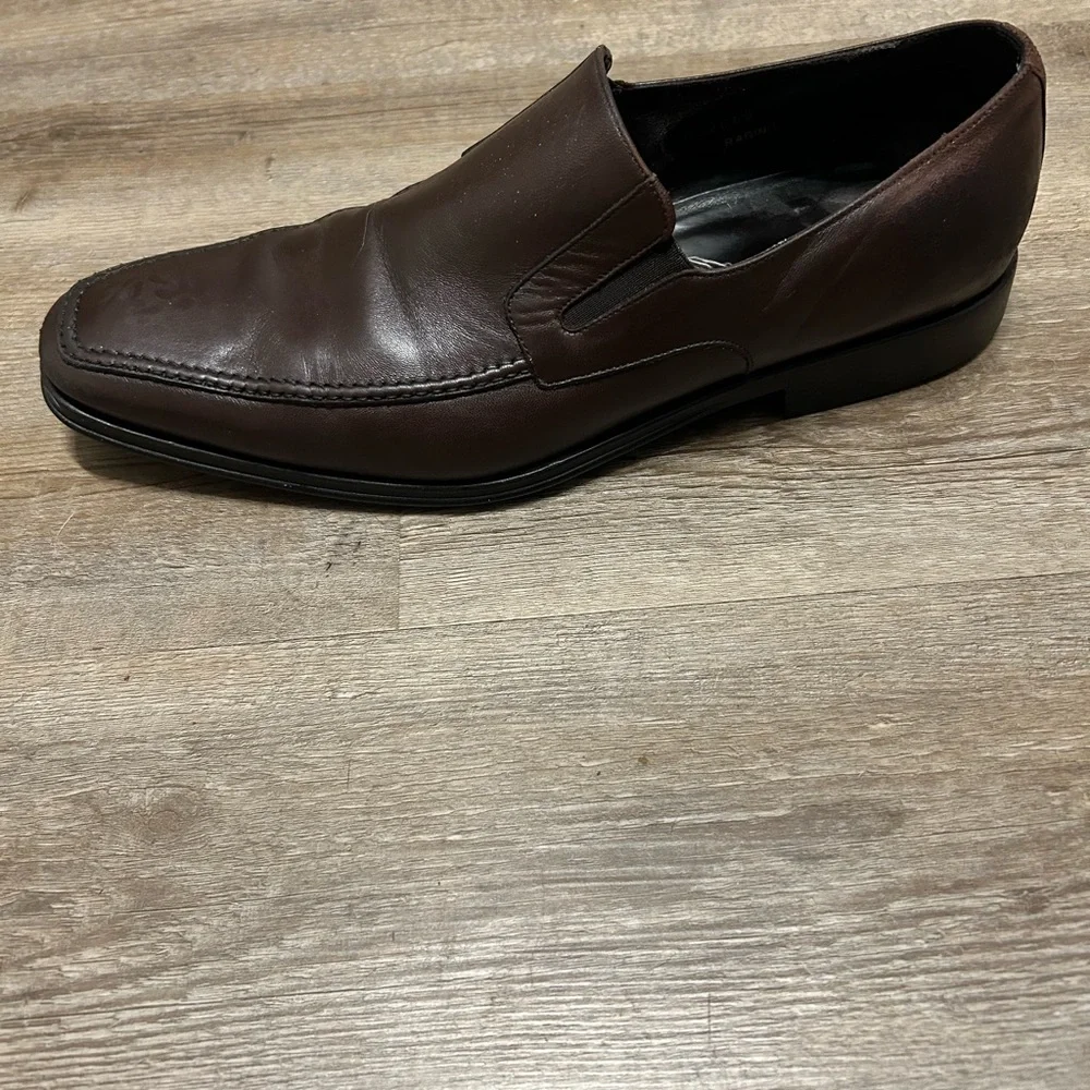 Bruno Magli Raging Dark‎ Brown Leather Slip-On Loafers Shoes Italy